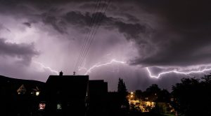 Lightning in a neighborhood.