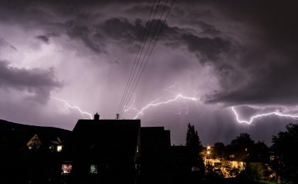 Lightning in a neighborhood.