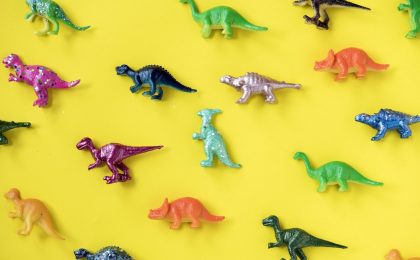 Plastic dinosaurs.