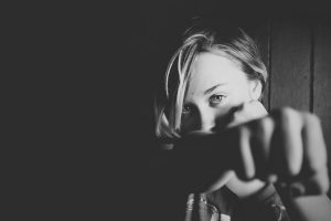 Woman shadowboxing.