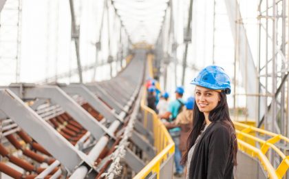 Woman managing construction.