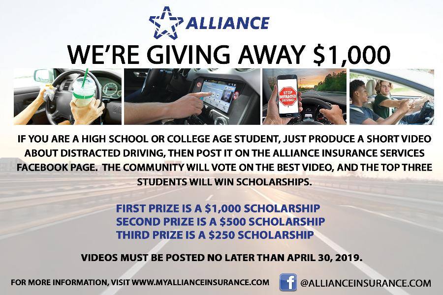 Distracted Driver Awareness Scholarship Alliance Insurance