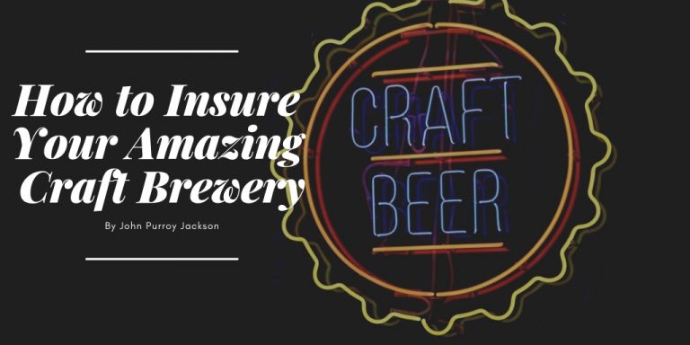 Sign reading "How to Insure Your Amazing Craft Brewery" with neon beer sign.
