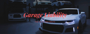 White cars with words that say: Garage Liability