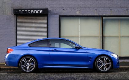 car in front of garage door