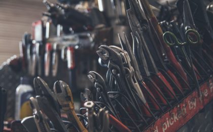 A set of auto mechanic employee tools.