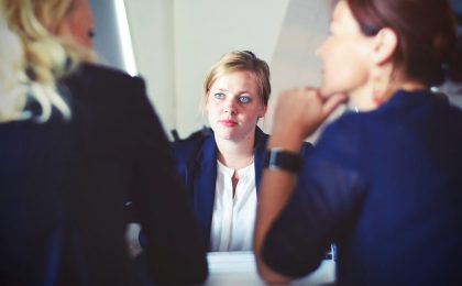 Woman in a business meeting.