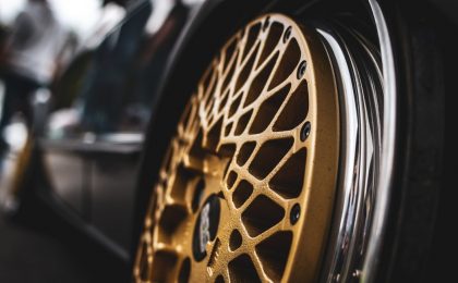 Gold tire rims.