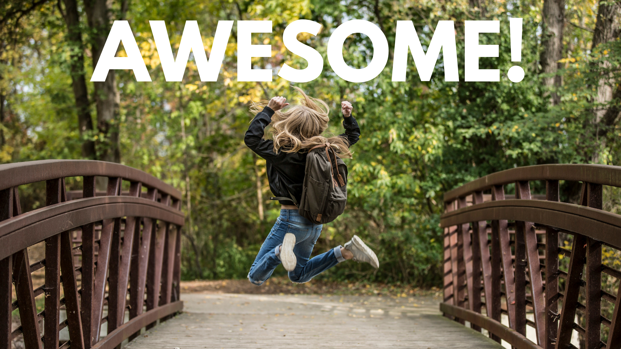 Awesome Girl jumping up saying "Awesome" because of home and auto bundle.