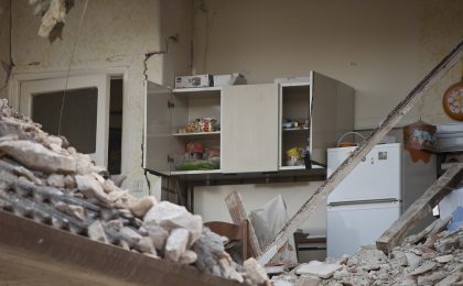 Inside of house after an earthquake.