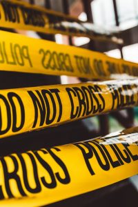 Yellow police tape.