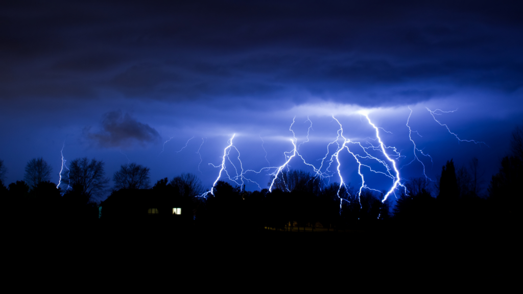 Lightning strike house in neighborhood.