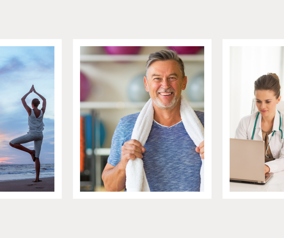 Health Tryptic Three images of people being healthy.