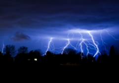 Lightning strike house in neighborhood.